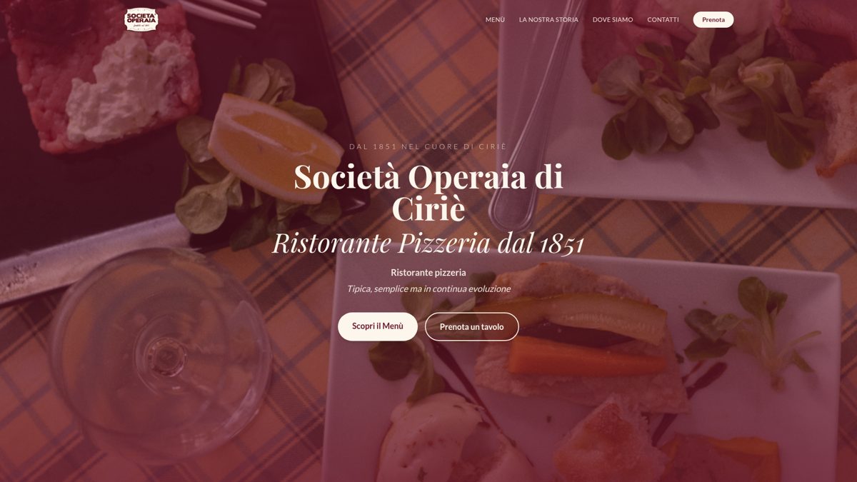 Screenshot del sito Società Operaia di Ciriè realizzato da TooVibes