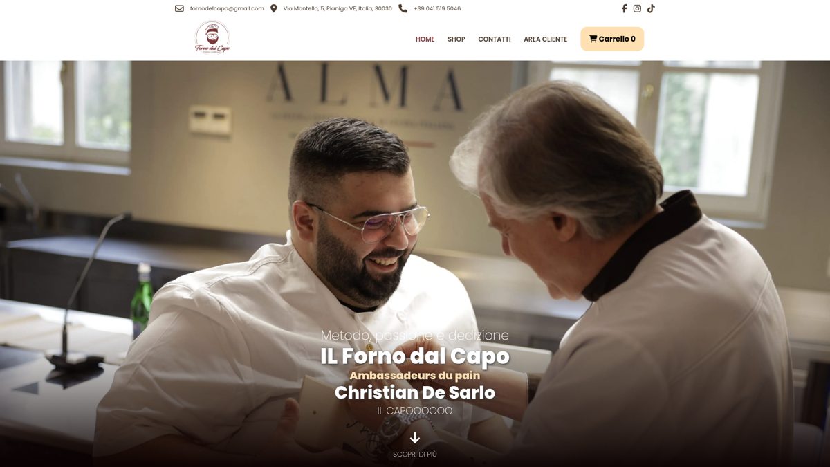 Screenshot del sito Forno dal Capo realizzato da TooVibes