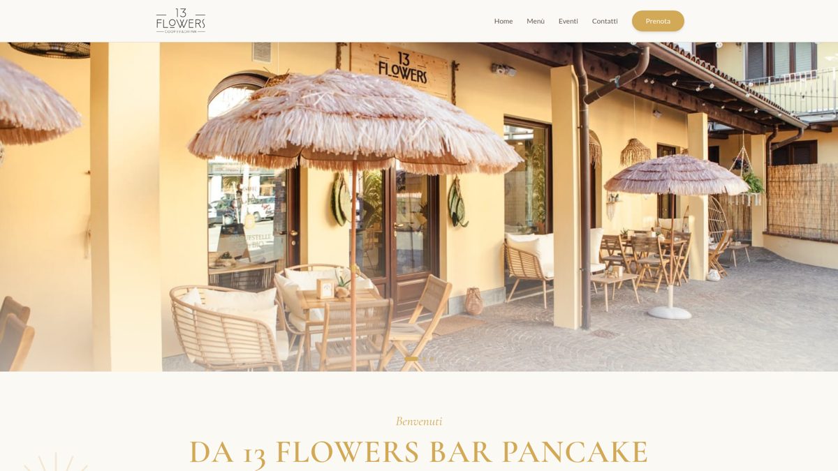 Screenshot del sito 13 Flowers realizzato da TooVibes